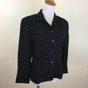 RANDY KEMPER Black Beige Textured Print Long Sleeve Button Shirt Jacket